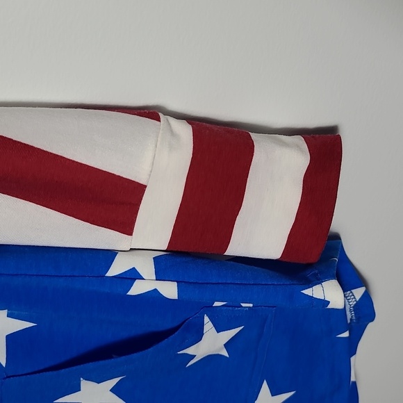 LULAROE Amber Hoodie Patriotic Blue and Red Star And Stripe Sweatshirt Size XS - Picture 5 of 16